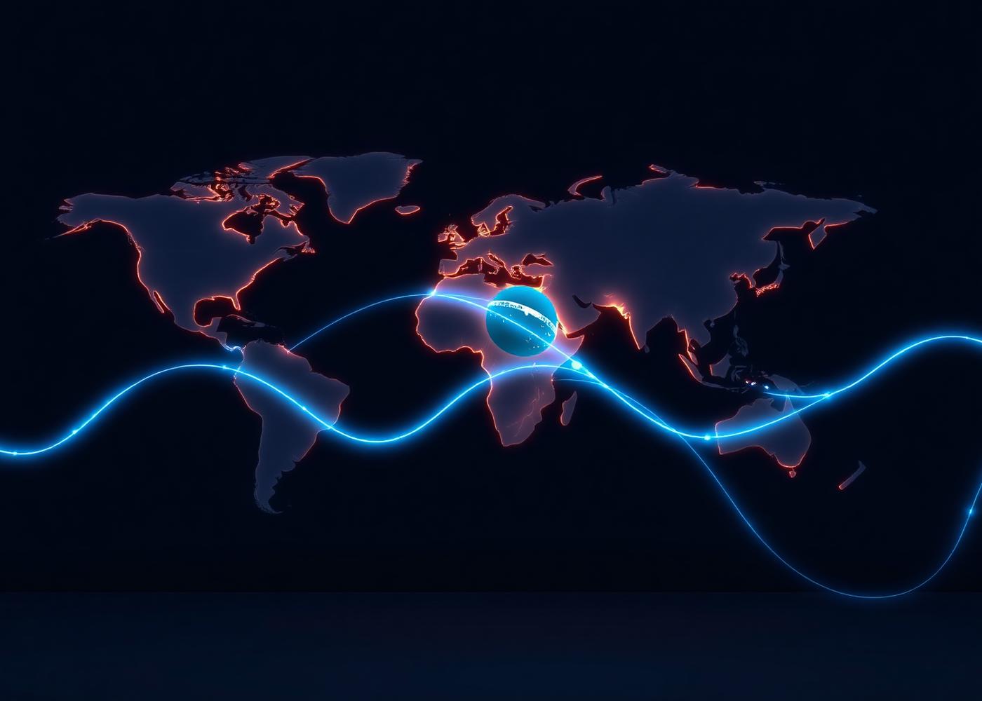Global connectivity map showing Brazil connected to international markets